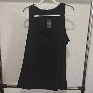 Torrid Pointelle Square Neck Lace Trim Tank